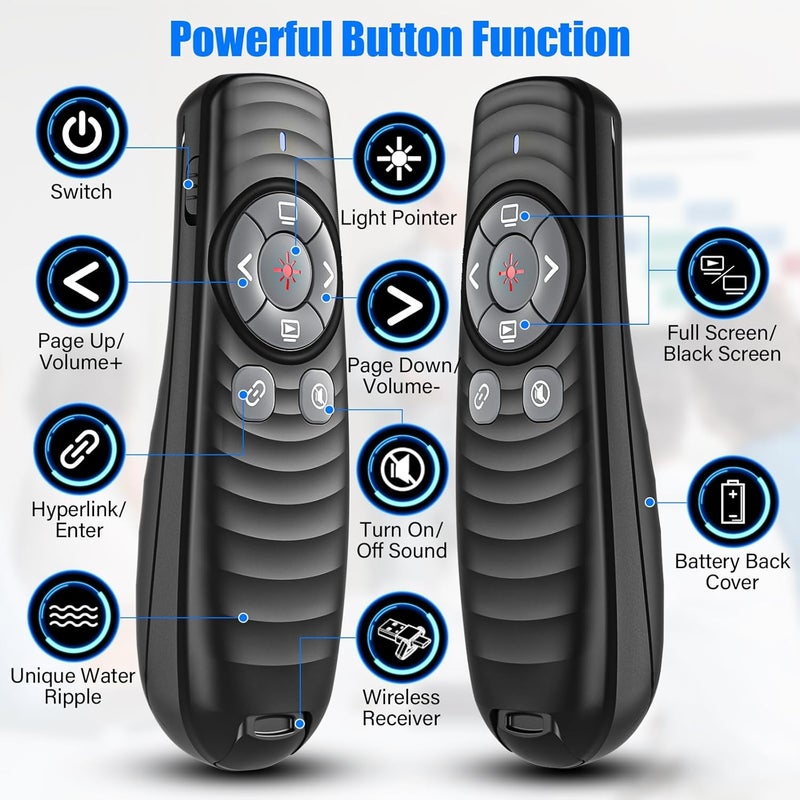 DBEPANK 2-in-1 USB TYPE-C Presentation Clicker wireless Presenter Remote Clicker, Powerpoint Clicker Slide Advancer, Clicker for Powerpoint Presentations with Volume Control, Presentation Clicker for Computer - Image 2